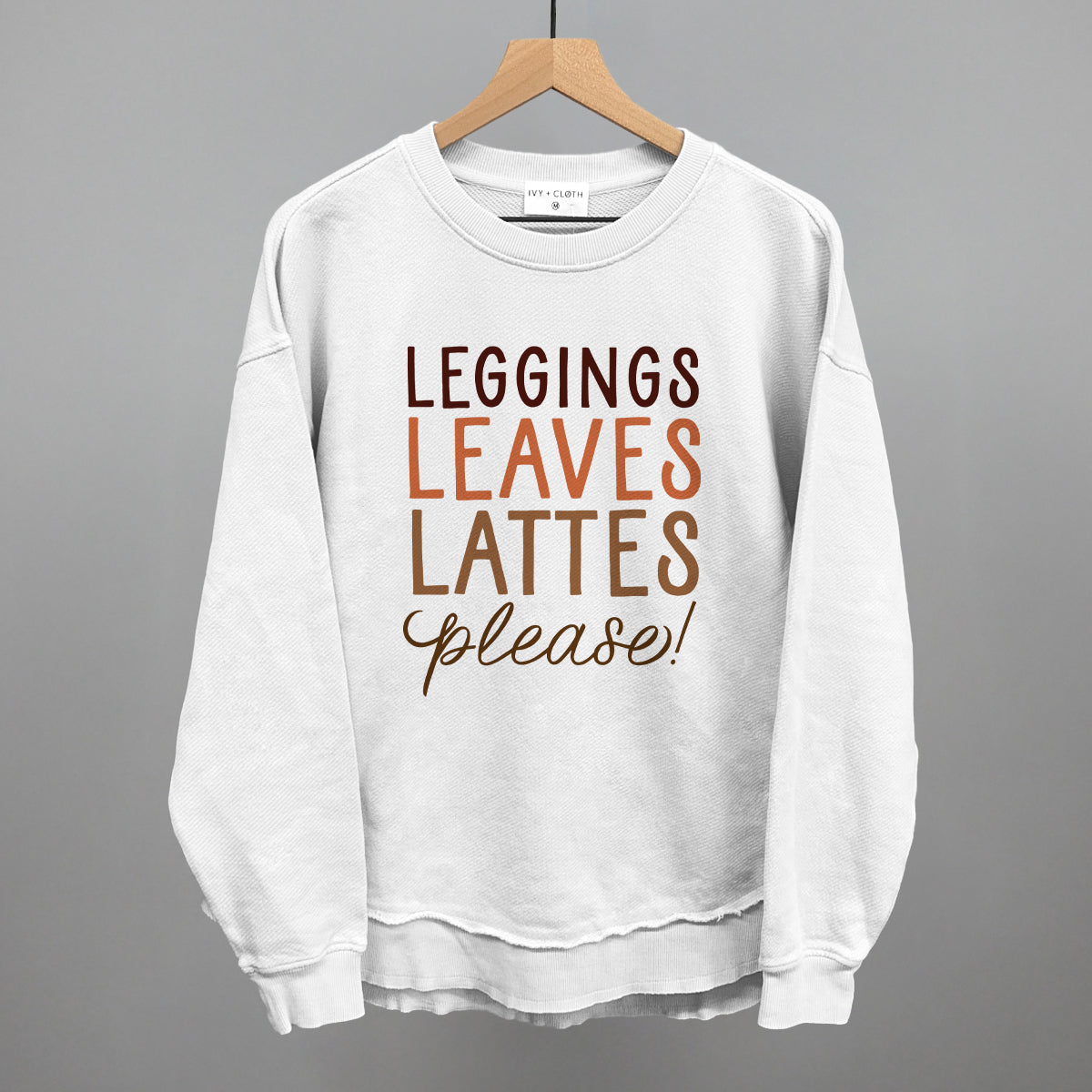 Leggings, Leaves, Lattes Please! Funny Oversized Terry Poncho in White – Ivy + Cloth
