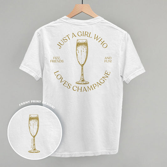 Just A Girl Who Loves Champagne (Back Print) Funny Shirt & Sweatshirt in White – Ivy + Cloth