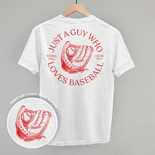 Just A Guy Who Loves Baseball (Back Print) Funny Shirt & Sweatshirt in White – Ivy + Cloth