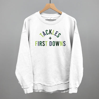 Tackles and First Downs Football graphic top in White