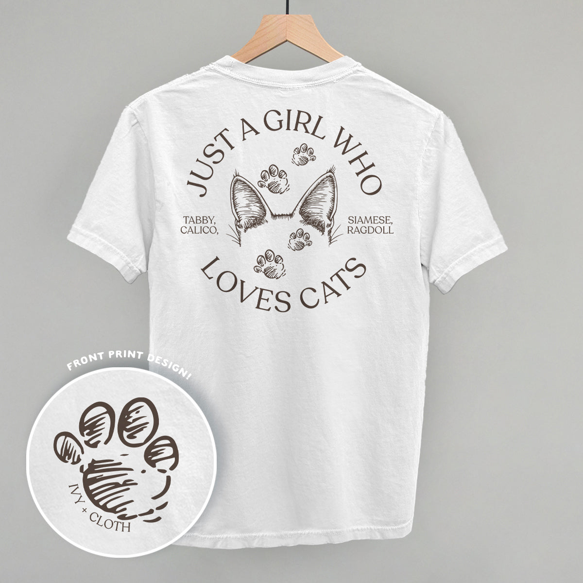 Just A Girl Who Loves Cats graphic top in White