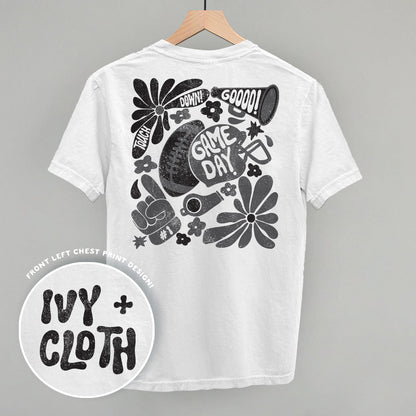 Floral Game Day Football graphic top in White