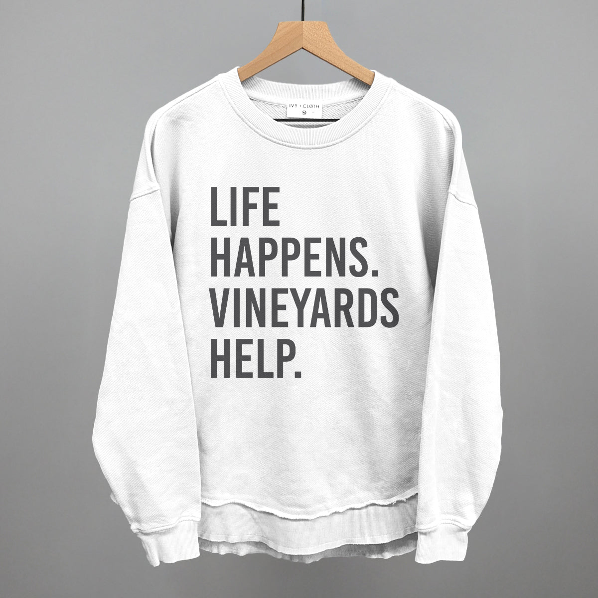 Life Happens Vineyards Help Wine graphic top in White