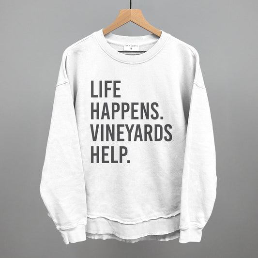 Life Happens Vineyards Help Wine graphic top in White