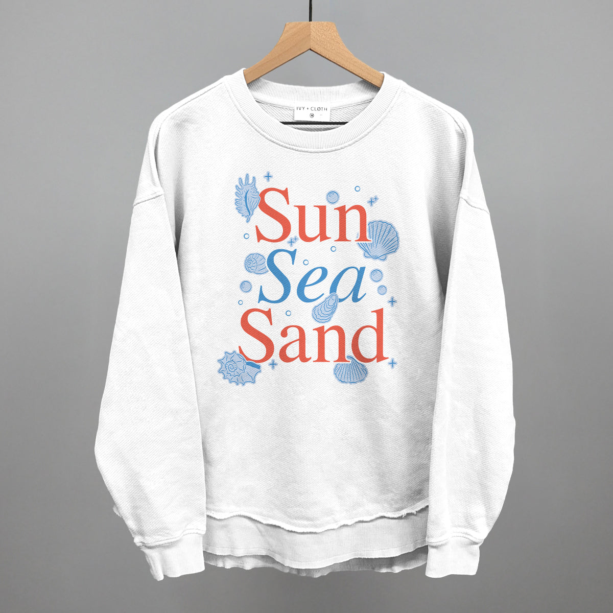Sun Sea Sand Beach graphic top in White
