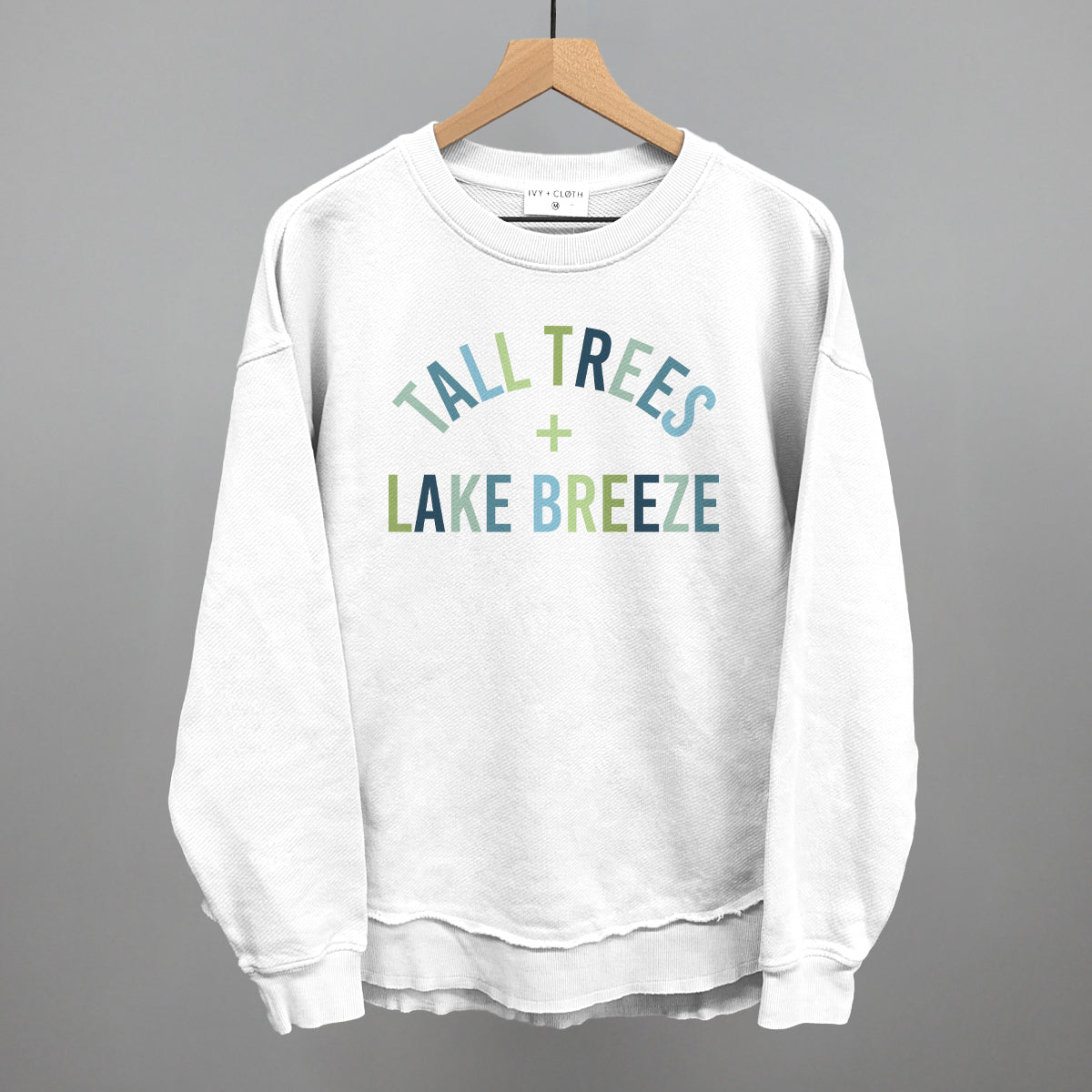Tall Trees + Lake Breeze graphic top in White