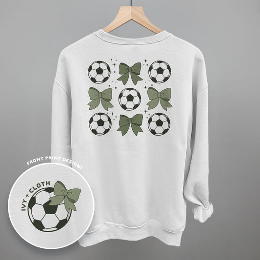 Soccer Balls And Bows (Back Print) Funny Sweatshirt in White – Ivy + Cloth