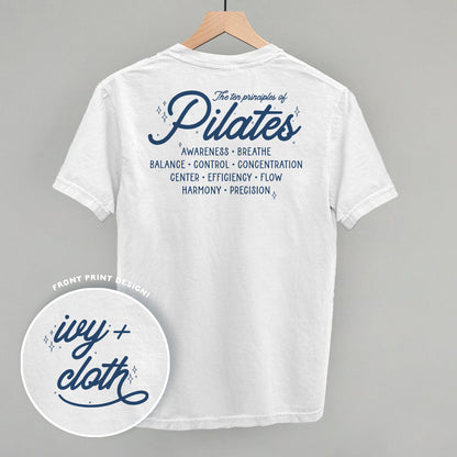 The 10 Principles Of Pilates (Back Print) Funny Shirt & Sweatshirt in White – Ivy + Cloth
