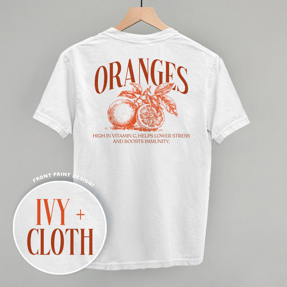 Orange Wellness (Back Print) Funny Shirt & Sweatshirt in White – Ivy + Cloth