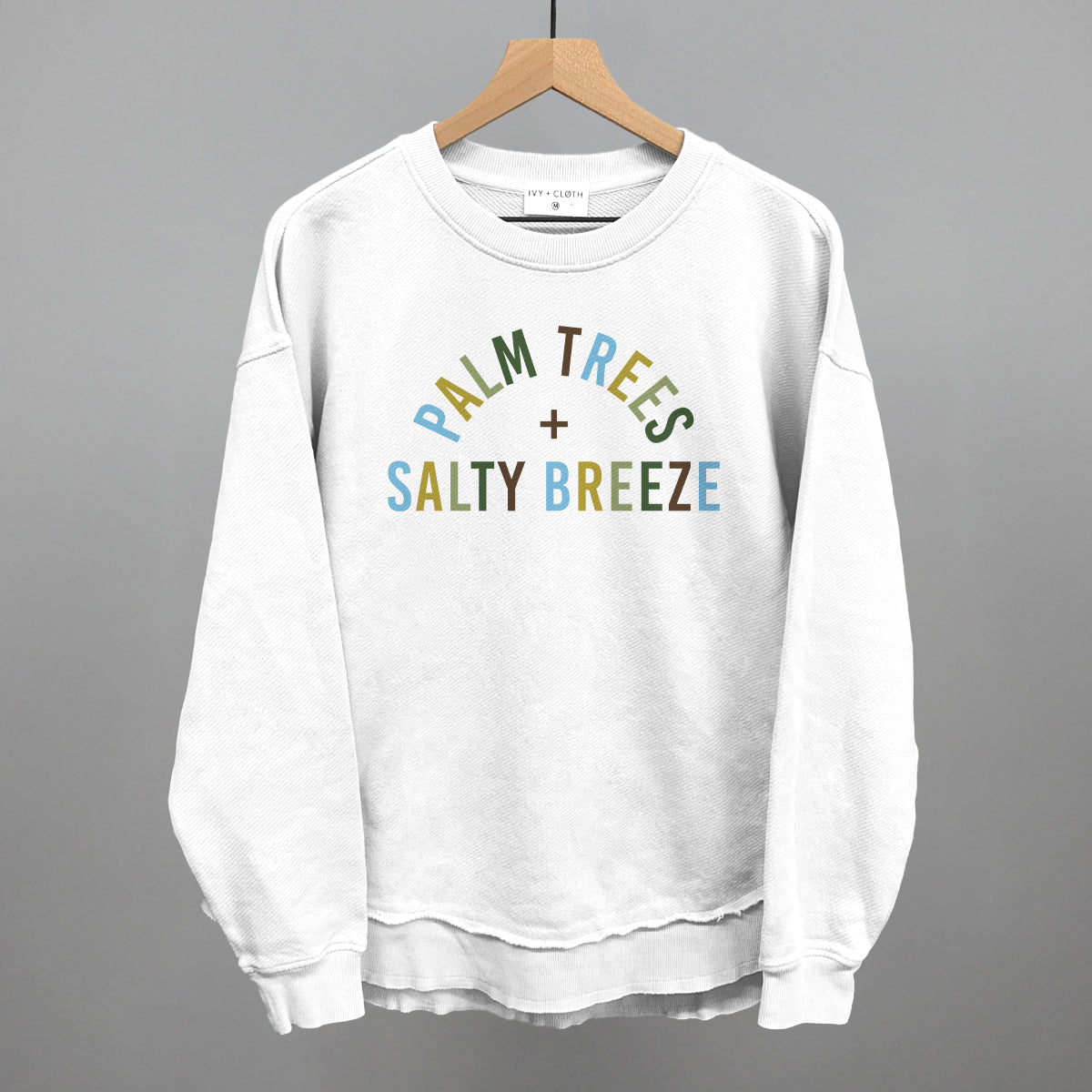 Palm Trees And Salty Breeze Funny Oversized Terry Poncho in White – Ivy + Cloth