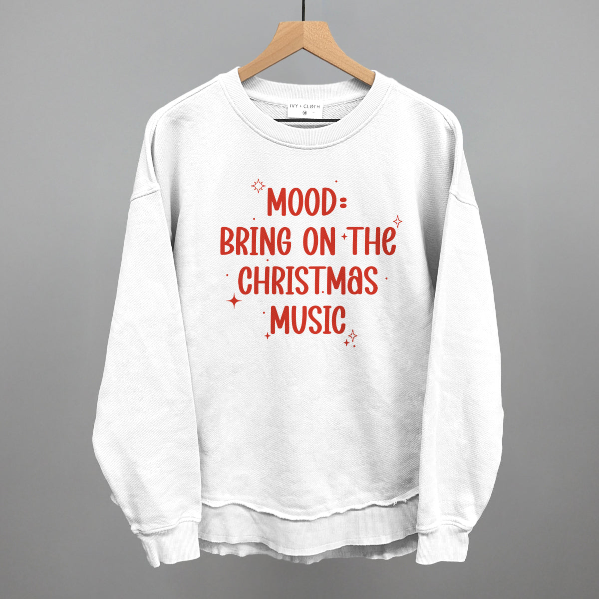 Mood: Bring On The Christmas Music Funny Oversized Terry Poncho in White – Ivy + Cloth