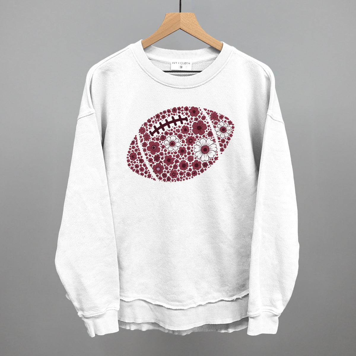 Floral Football Maroon Funny Oversized Terry Poncho in White – Ivy + Cloth