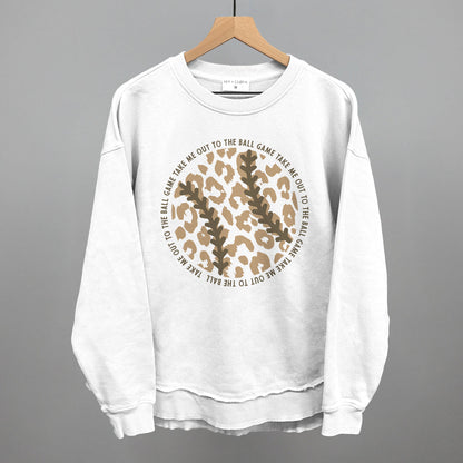 Take Me Out To The Ball Game (Leopard Baseball) Funny Oversized Terry Poncho in White – Ivy + Cloth
