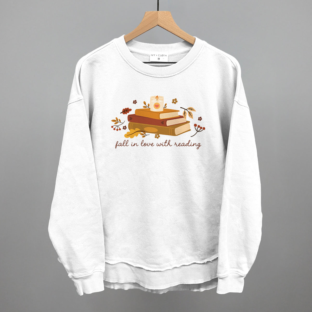 Fall In Love With Reading Funny Oversized Terry Poncho in White – Ivy + Cloth