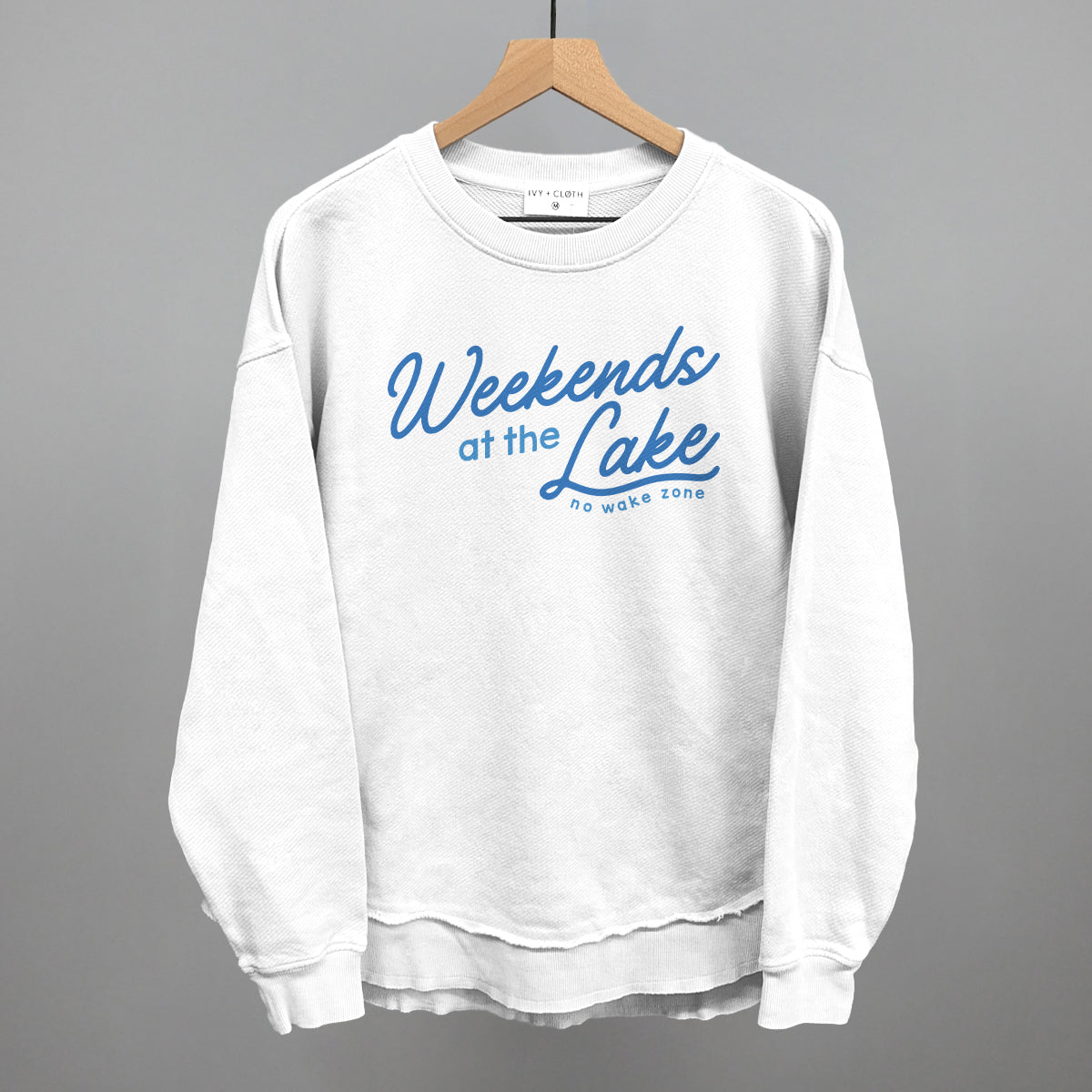 Weekends At The Lake Blue Funny Oversized Terry Poncho in White – Ivy + Cloth