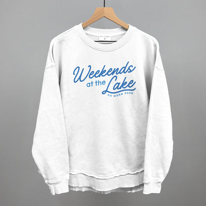 Weekends At The Lake Blue Funny Oversized Terry Poncho in White – Ivy + Cloth