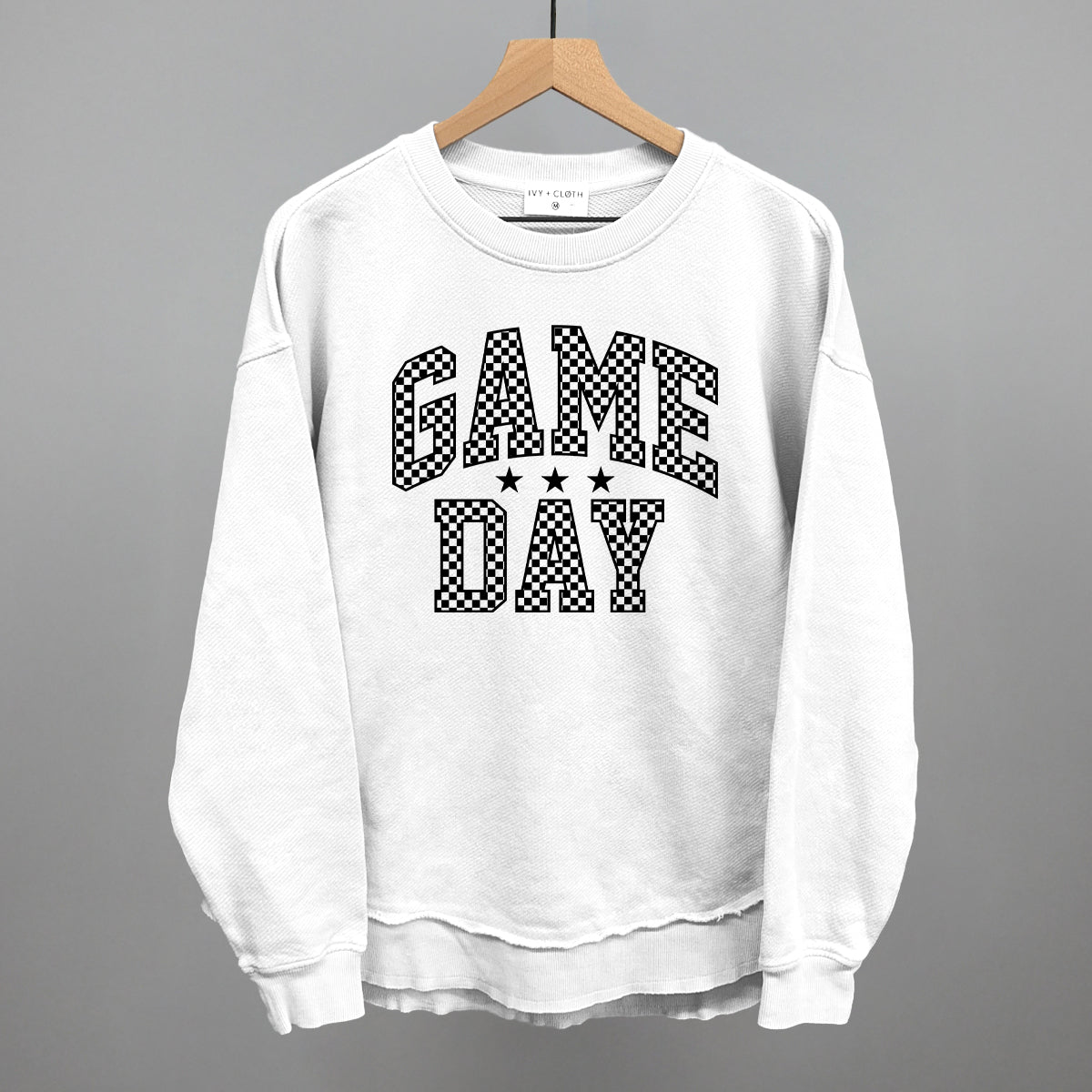 Game Day Checkered Arch Funny Oversized Terry Poncho in White – Ivy + Cloth