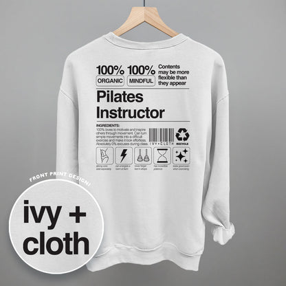 Pilates Instructor Nutrition Facts (Back Print) Funny Shirt & Sweatshirt in White – Ivy + Cloth