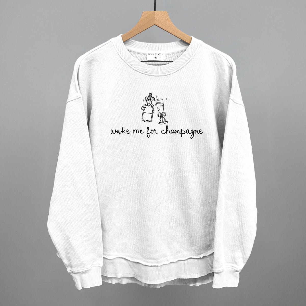 Wake Me For Champagne Funny Oversized Terry Poncho in White – Ivy + Cloth