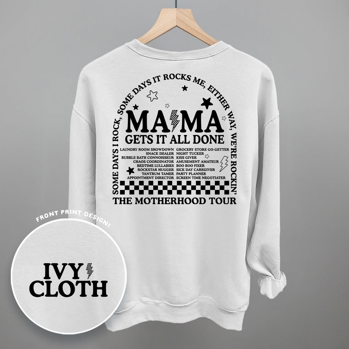 The Motherhood Tour (Back Print) Funny Shirt & Sweatshirt in White – Ivy + Cloth