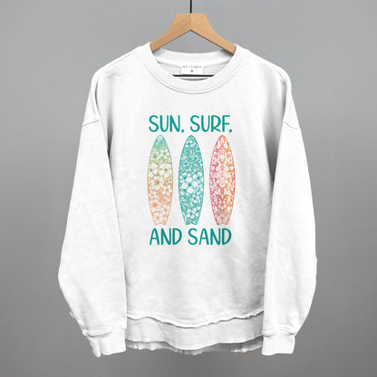 Sun, Surf and Sand Surfboards Beach graphic top in White