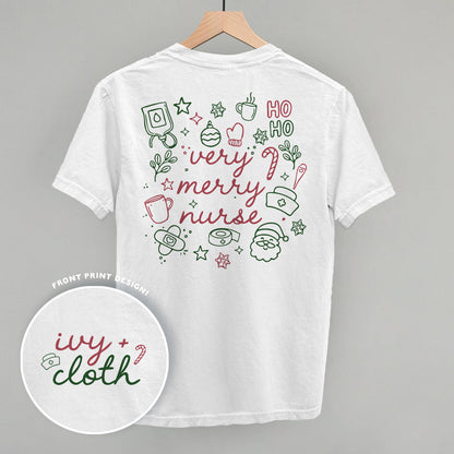 Very Merry Nurse Doodles (Back Print) Funny Shirt & Sweatshirt in White – Ivy + Cloth