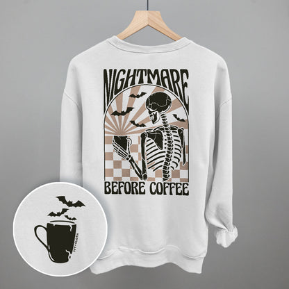 Nightmare Before Coffee (Back Print) Funny Shirt & Sweatshirt in White – Ivy + Cloth