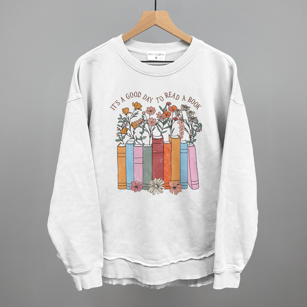 It's A Good Day To Read A Book Funny Oversized Terry Poncho in White – Ivy + Cloth