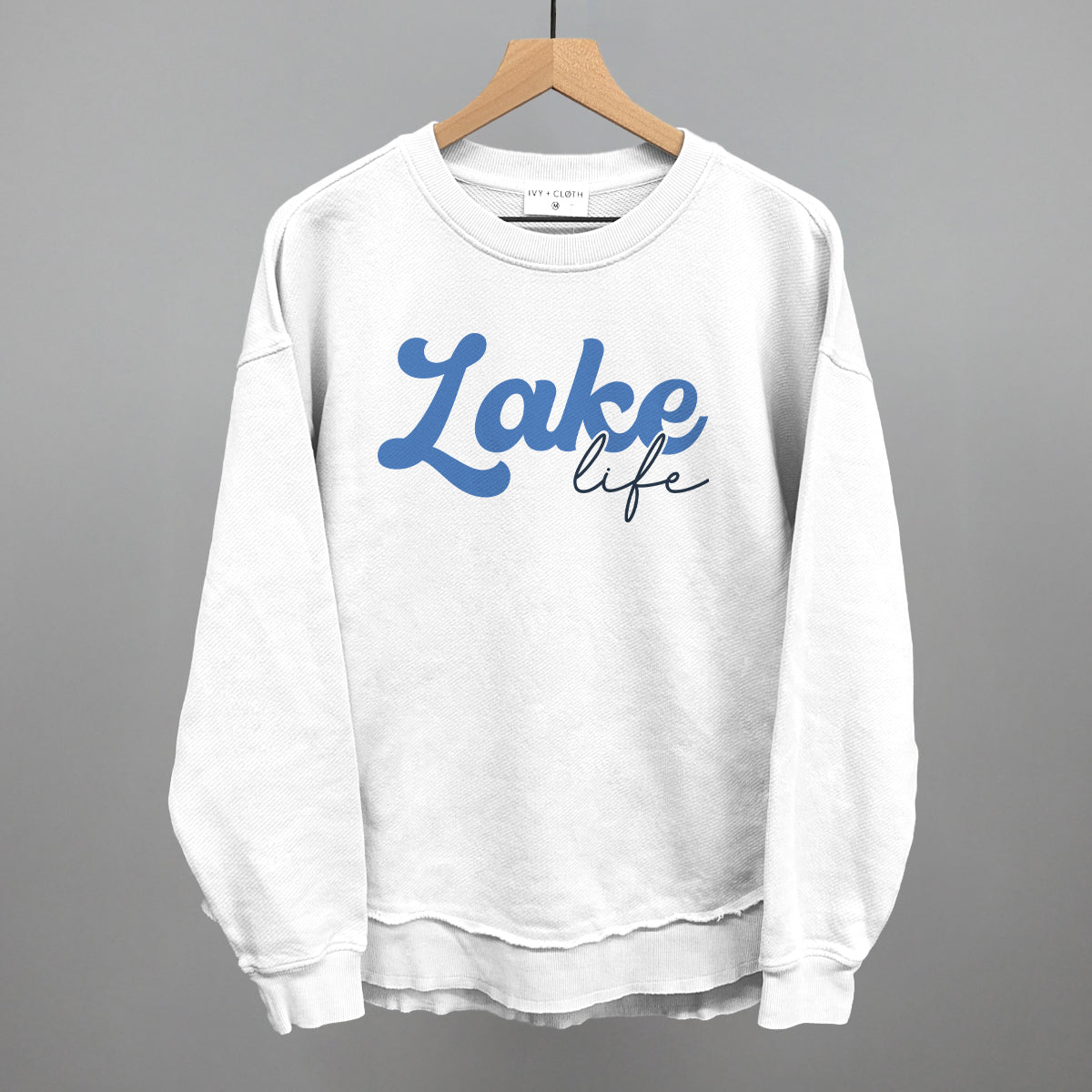 Lake Life Script Funny Oversized Terry Poncho in White – Ivy + Cloth