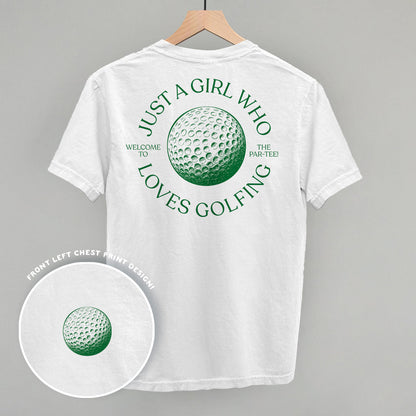 Just A Girl Who Loves Golfing (Back Print) Funny Shirt & Sweatshirt in White – Ivy + Cloth