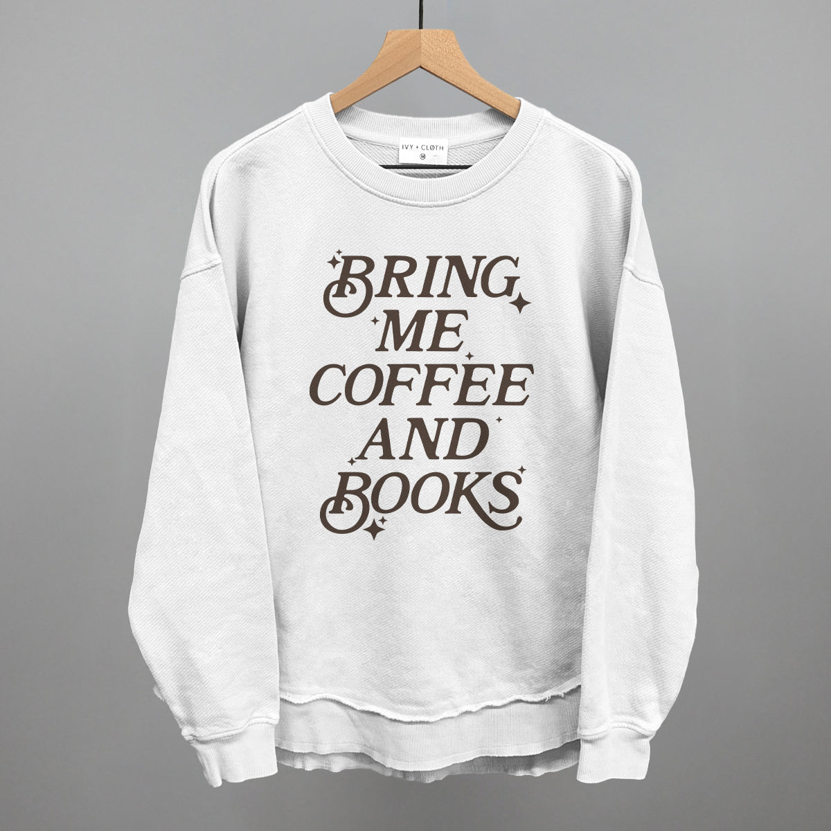 Bring Me Coffee And Books Funny Oversized Terry Poncho in White – Ivy + Cloth