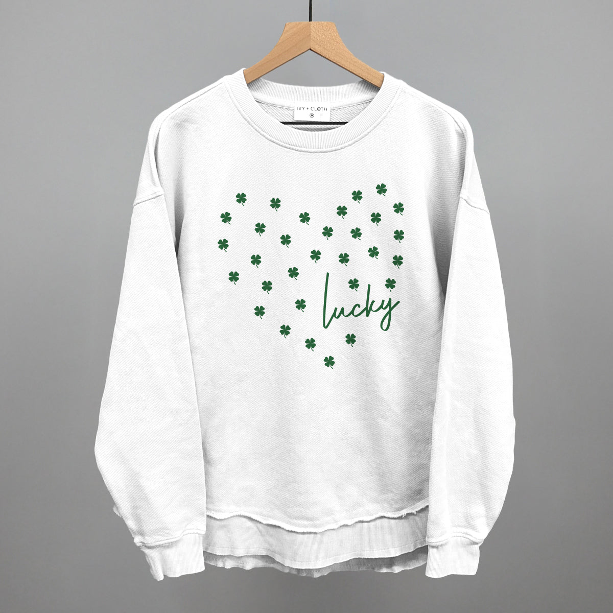 Lucky (Heart Shamrocks) Funny Oversized Terry Poncho in White – Ivy + Cloth
