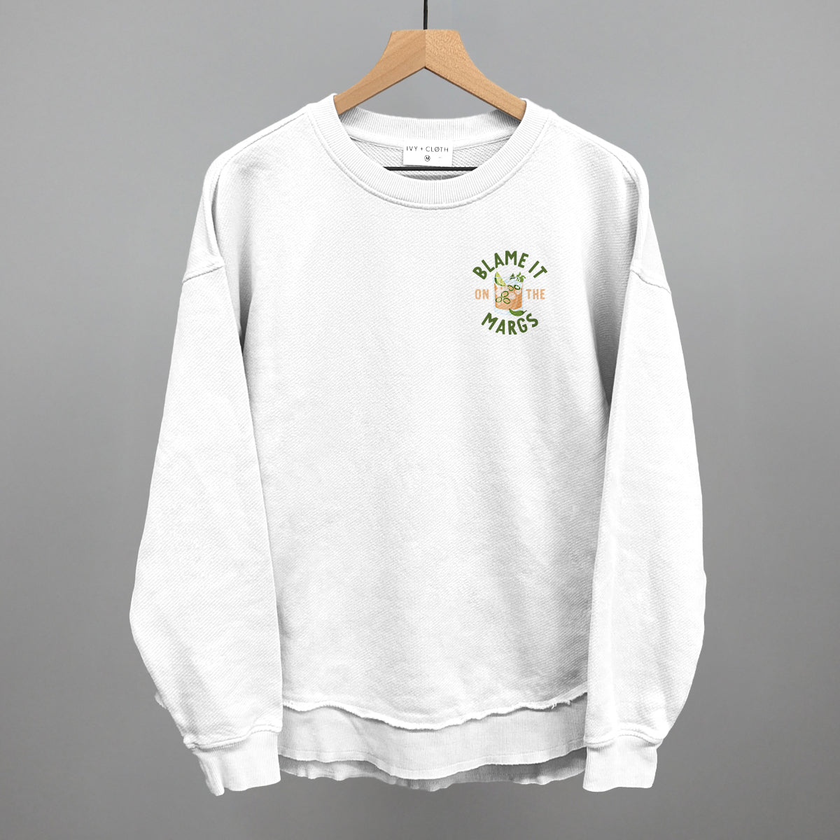 Blame It On The Margs (Left Chest) Funny Oversized Terry Poncho in White – Ivy + Cloth
