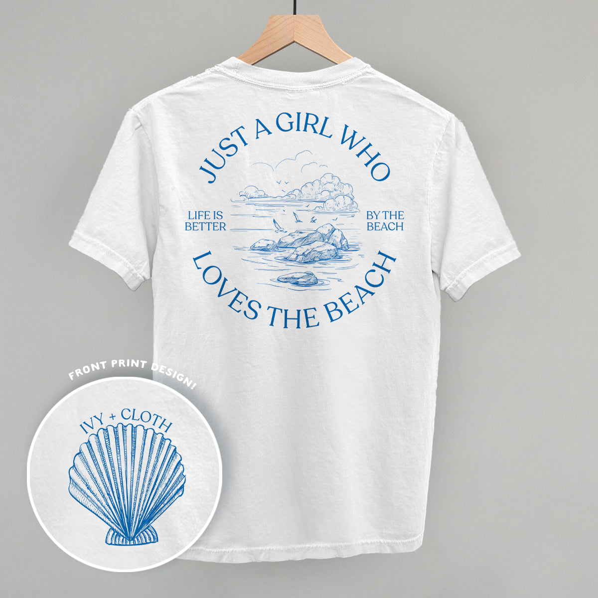 Just A Girl Who Loves The Beach graphic top in White