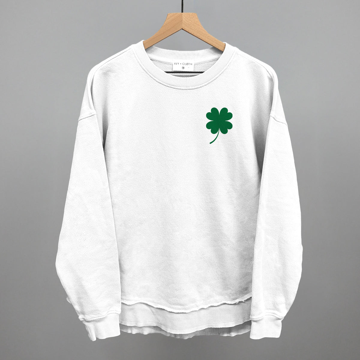 Four Leaf Clover (Left Chest) Funny Oversized Terry Poncho in White – Ivy + Cloth