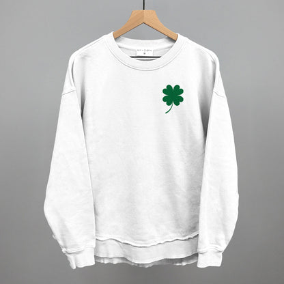 Four Leaf Clover (Left Chest) Funny Oversized Terry Poncho in White – Ivy + Cloth
