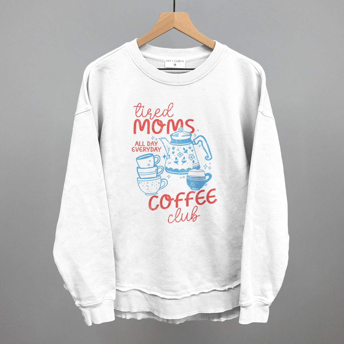 Tired Moms Coffee Club Doodle Funny Oversized Terry Poncho in White – Ivy + Cloth
