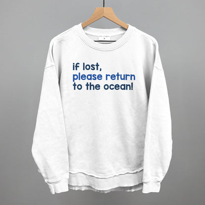 If Lost, Please Return To The Ocean Beach graphic top in White