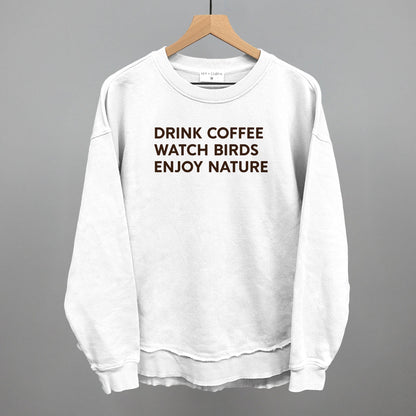 Drink Coffee Watch Birds Enjoy Nature Funny Oversized Terry Poncho in White – Ivy + Cloth
