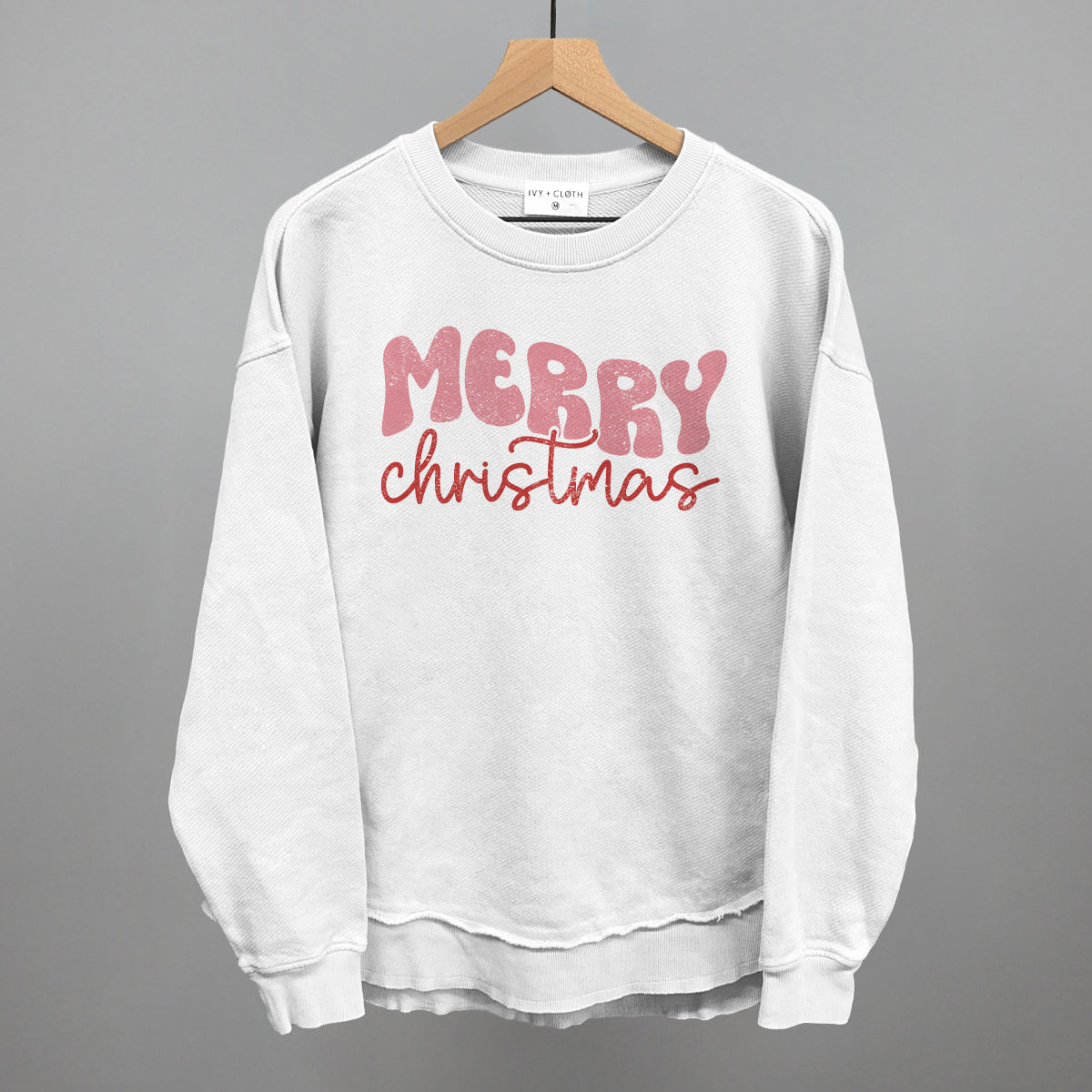 Merry Christmas (Groovy Script) Funny Oversized Terry Poncho in White – Ivy + Cloth