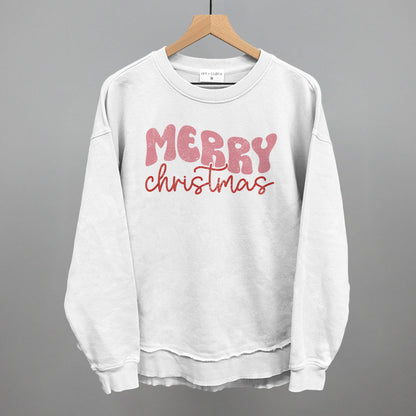 Merry Christmas (Groovy Script) Funny Oversized Terry Poncho in White – Ivy + Cloth