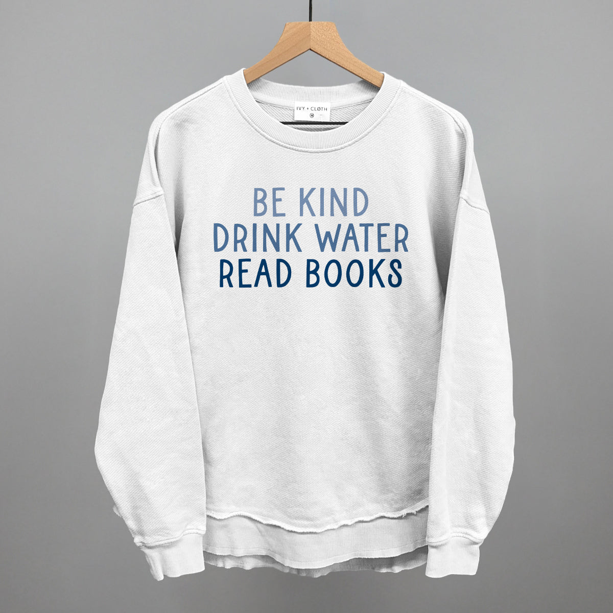 Be Kind Drink Water Read Books Funny Oversized Terry Poncho in White – Ivy + Cloth