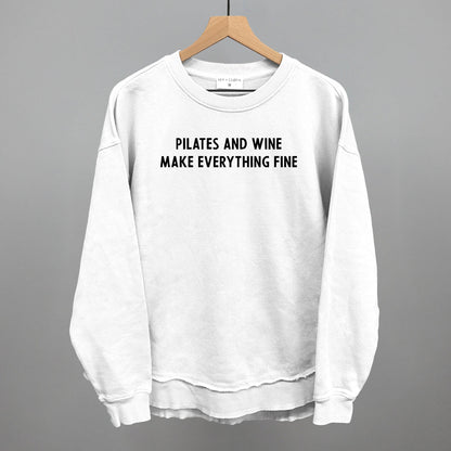 Pilates And Wine Make Everything Fine Funny Oversized Terry Poncho in White – Ivy + Cloth