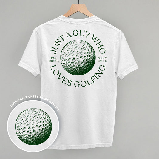 Just A Guy Who Loves Golfing (Back Print) Funny Shirt & Sweatshirt in White – Ivy + Cloth