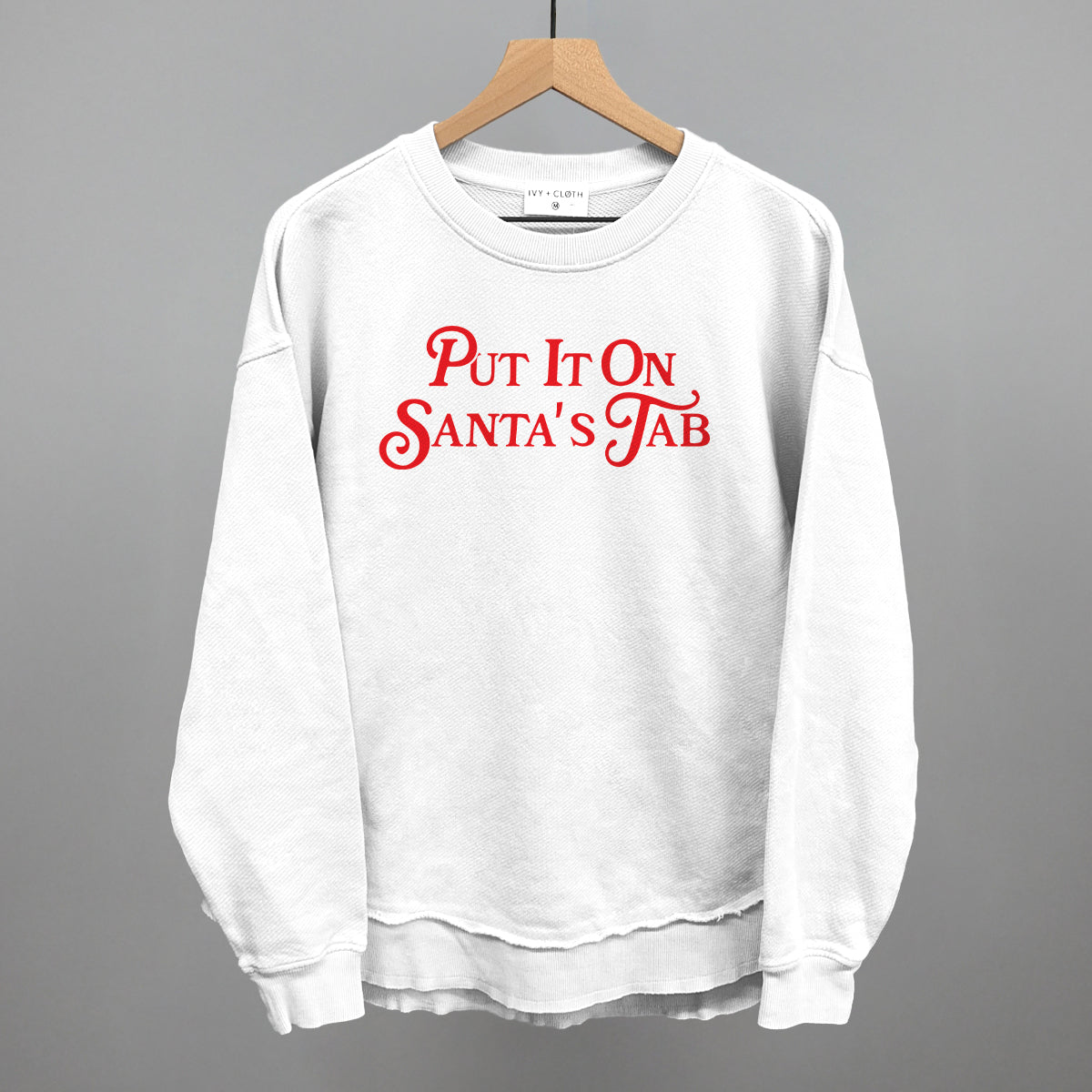Put It On Santa's Tab (Red) Funny Oversized Terry Poncho in White – Ivy + Cloth