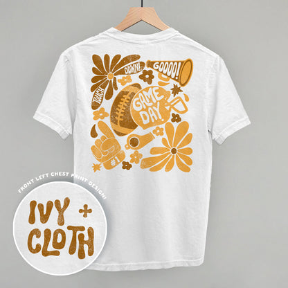 Floral Game Day Football graphic top in White