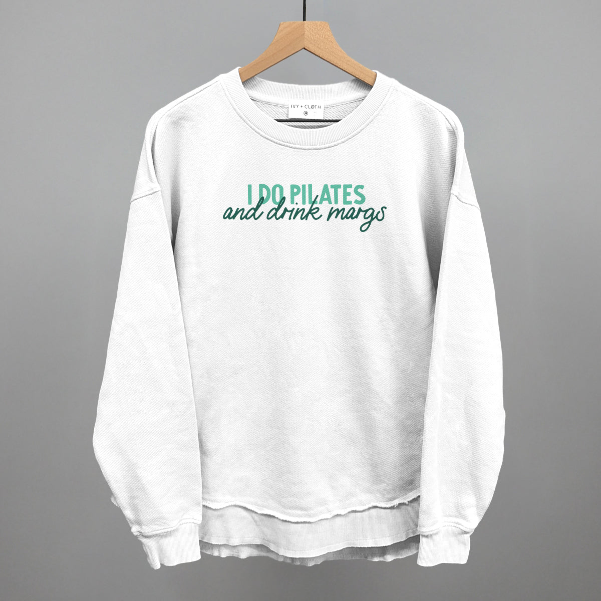 I Do Pilates And Drink Margs Funny Oversized Terry Poncho in White – Ivy + Cloth
