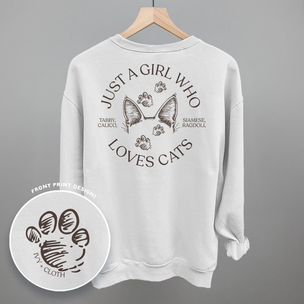 Just A Girl Who Loves Cats graphic top in White