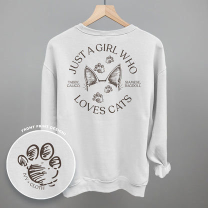 Just A Girl Who Loves Cats graphic top in White
