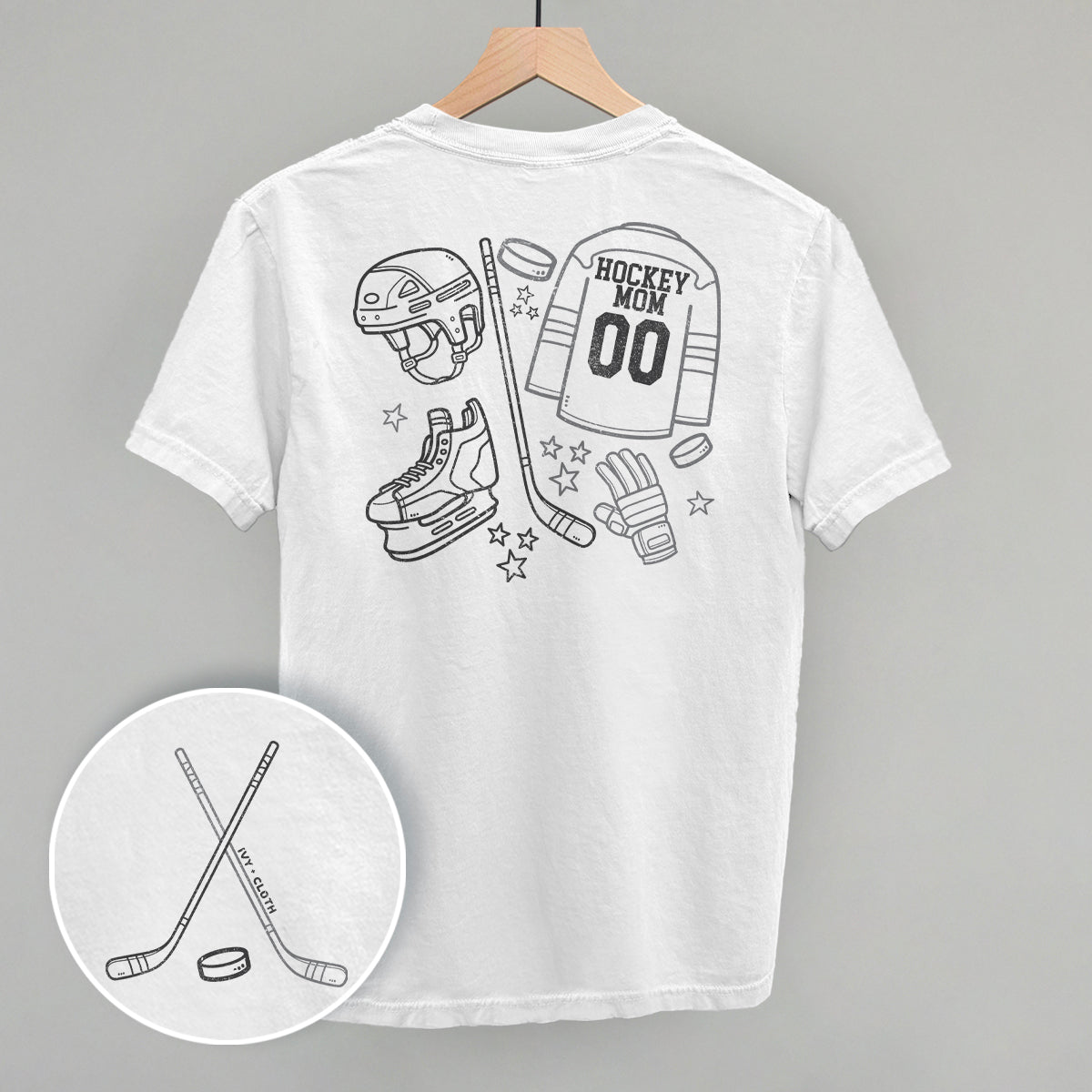 Hockey Mom Doodle (Back Print) Funny Comfort Colors T-Shirt in White – Ivy + Cloth